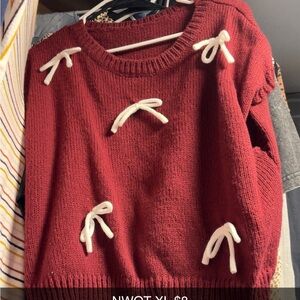 Women's Red Bow Accent Sweater